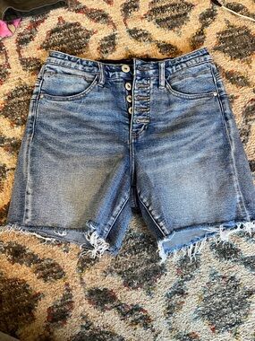 Jag Jeans Frayed Button-Fly Blue Denim Shorts